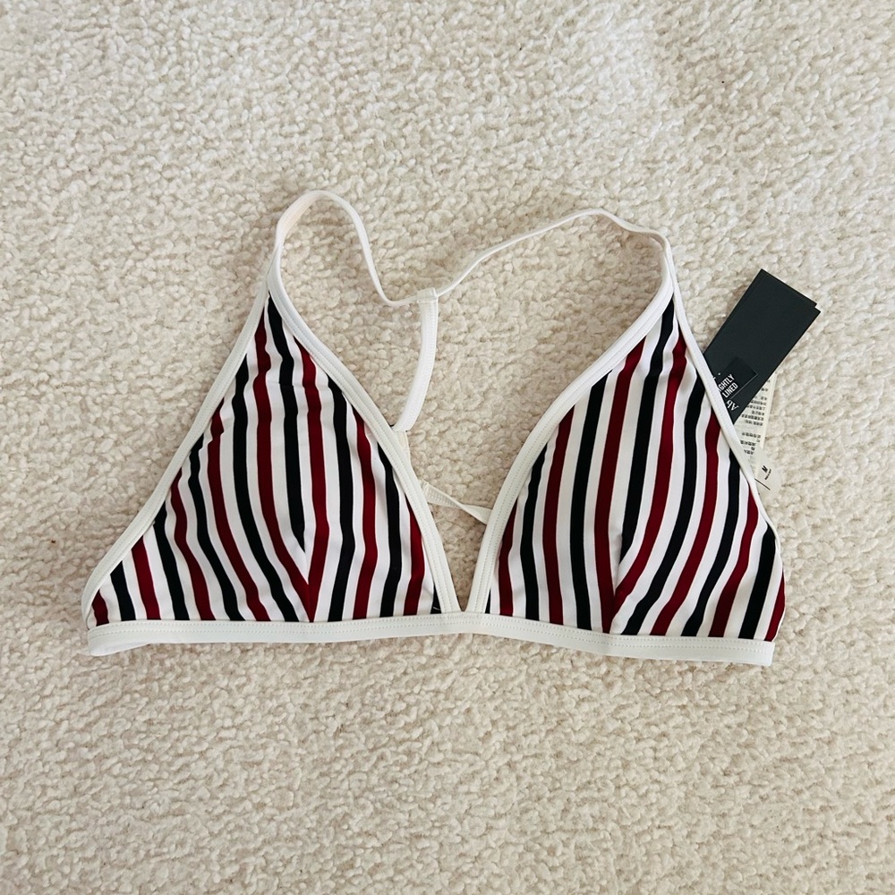 A&F Striped Triangle Bikini Top M NWT